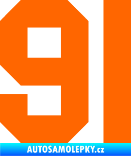 Samolepka Startovní číslo 91 Fluorescentní oranžová