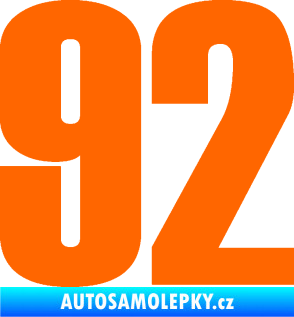Samolepka Startovní číslo 92 typ 2  Fluorescentní oranžová