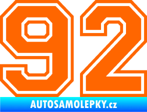 Samolepka Startovní číslo 92 typ 4 Fluorescentní oranžová