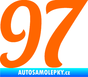 Samolepka Startovní číslo 97 typ 3   Fluorescentní oranžová