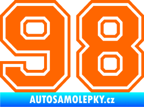 Samolepka Startovní číslo 98 typ 4 Fluorescentní oranžová