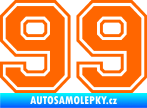 Samolepka Startovní číslo 99 typ 4 Fluorescentní oranžová