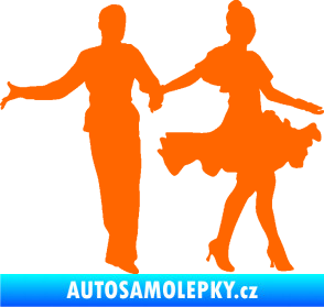 Samolepka Tanec 002 levá latinskoamerický tanec pár Fluorescentní oranžová