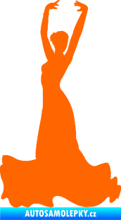 Samolepka Tanec 006 levá tanečnice flamenca Fluorescentní oranžová