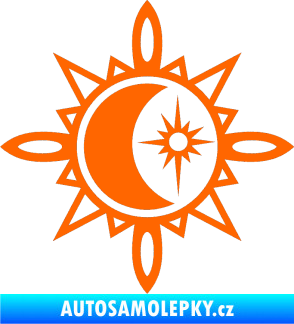 Samolepka Tetování 161   měsíc a slunce Fluorescentní oranžová