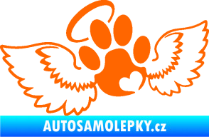 Samolepka Tlapka 010 andělíček levá Fluorescentní oranžová