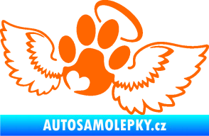 Samolepka Tlapka 010 andělíček pravá Fluorescentní oranžová