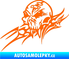 Samolepka Tribal skull levá lebka Fluorescentní oranžová