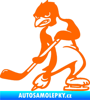 Samolepka Tučňák hokejista levá Fluorescentní oranžová