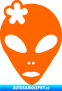Samolepka UFO 009 slečna s kytičkou levá Fluorescentní oranžová