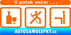 Samolepka V pátek večer  Fluorescentní oranžová