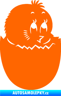 Samolepka Velikonoční dekorace 001 pravá kuřátko Fluorescentní oranžová