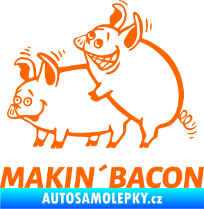 Samolepka Veselá prasátka makin bacon levá Fluorescentní oranžová