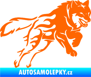 Samolepka Vlk 002 pravá Fluorescentní oranžová