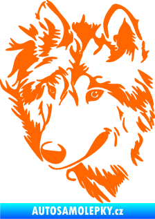 Samolepka Vlk 009 levá hlava Fluorescentní oranžová