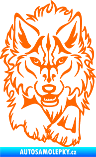 Samolepka Vlk 010 pravá běžící  Fluorescentní oranžová