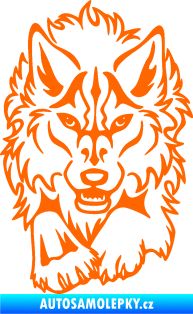 Samolepka Vlk 010 levá běžící  Fluorescentní oranžová