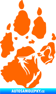 Samolepka Vlk 018 levá stopa s vlčím obrysem Fluorescentní oranžová