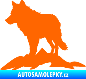 Samolepka Vlk 031 levá hory Fluorescentní oranžová