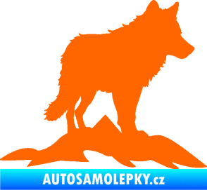 Samolepka Vlk 031 pravá hory Fluorescentní oranžová