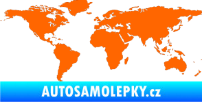 Samolepka World mapa světa Fluorescentní oranžová