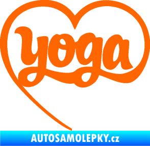 Samolepka Yoga nápis v srdíčku Fluorescentní oranžová