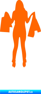 Samolepka Žena na nákupu 003 pravá Fluorescentní oranžová
