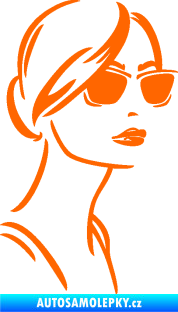 Samolepka Žena tvář 003 pravá s brýlemi Fluorescentní oranžová