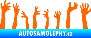Samolepka Zombie 002 levá mrtví vylézají z hrobu Fluorescentní oranžová