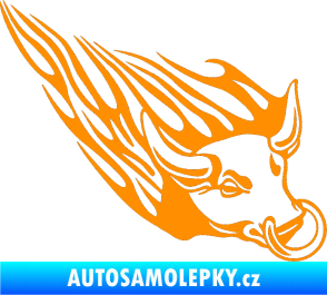 Samolepka Animal flames 010 pravá býk s kruhem oranžová