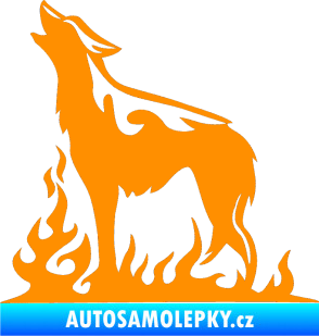 Samolepka Animal flames 066 levá vyjící vlk oranžová