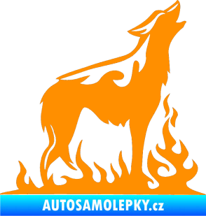 Samolepka Animal flames 066 pravá vyjící vlk oranžová