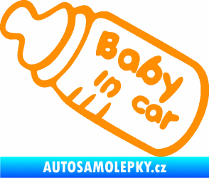 Samolepka Baby in car 001 lahvička na mlíčko oranžová