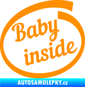 Samolepka Baby inside dítě v autě nápis oranžová