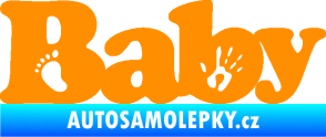 Samolepka Baby nápis otisk ručky a nožky oranžová