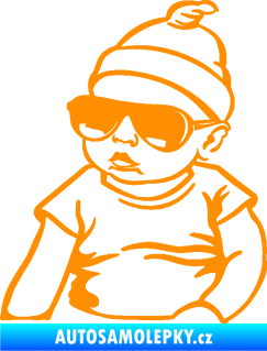 Samolepka Baby on board 003 levá miminko s brýlemi oranžová