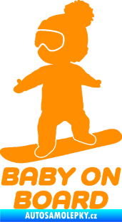 Samolepka Baby on board 009 levá snowboard oranžová