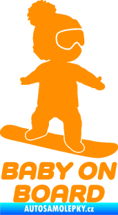 Samolepka Baby on board 009 pravá snowboard oranžová