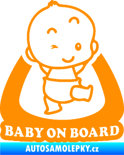 Samolepka Baby on board 011 pravá s nápisem oranžová