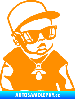 Samolepka Baby on board 013 pravá s dudlíkem oranžová