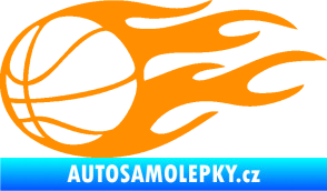 Samolepka Basketbalový míč 003 levá v plamenech  oranžová