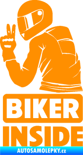 Samolepka Biker inside 003 levá motorkář oranžová