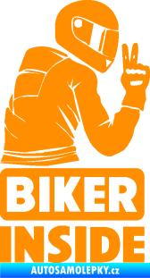 Samolepka Biker inside 003 pravá motorkář oranžová
