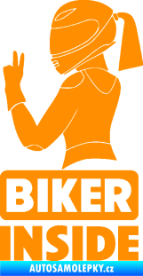 Samolepka Biker inside 004 levá motorkářka oranžová