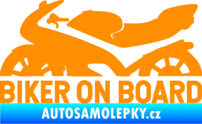 Samolepka Biker on board levá motorka oranžová