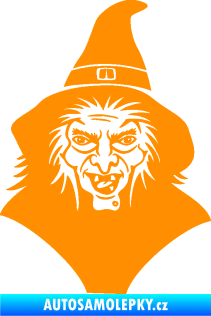 Samolepka Čarodějnice 002 pravá hlava s kloboukem oranžová