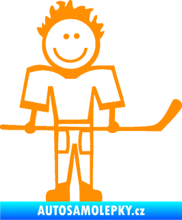Samolepka Cartoon family kluk 002 pravá hokejista oranžová