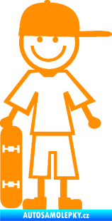 Samolepka Cartoon family kluk 003 levá skateboardista oranžová