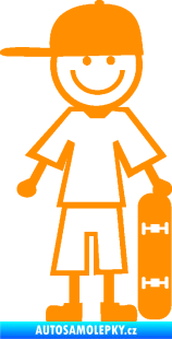 Samolepka Cartoon family kluk 003 pravá skateboardista oranžová