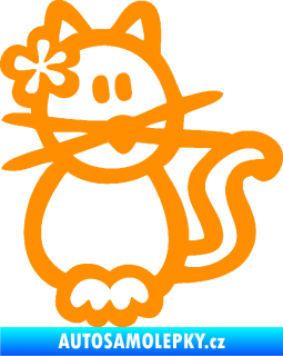 Samolepka Cartoon family kočička Hawaii oranžová